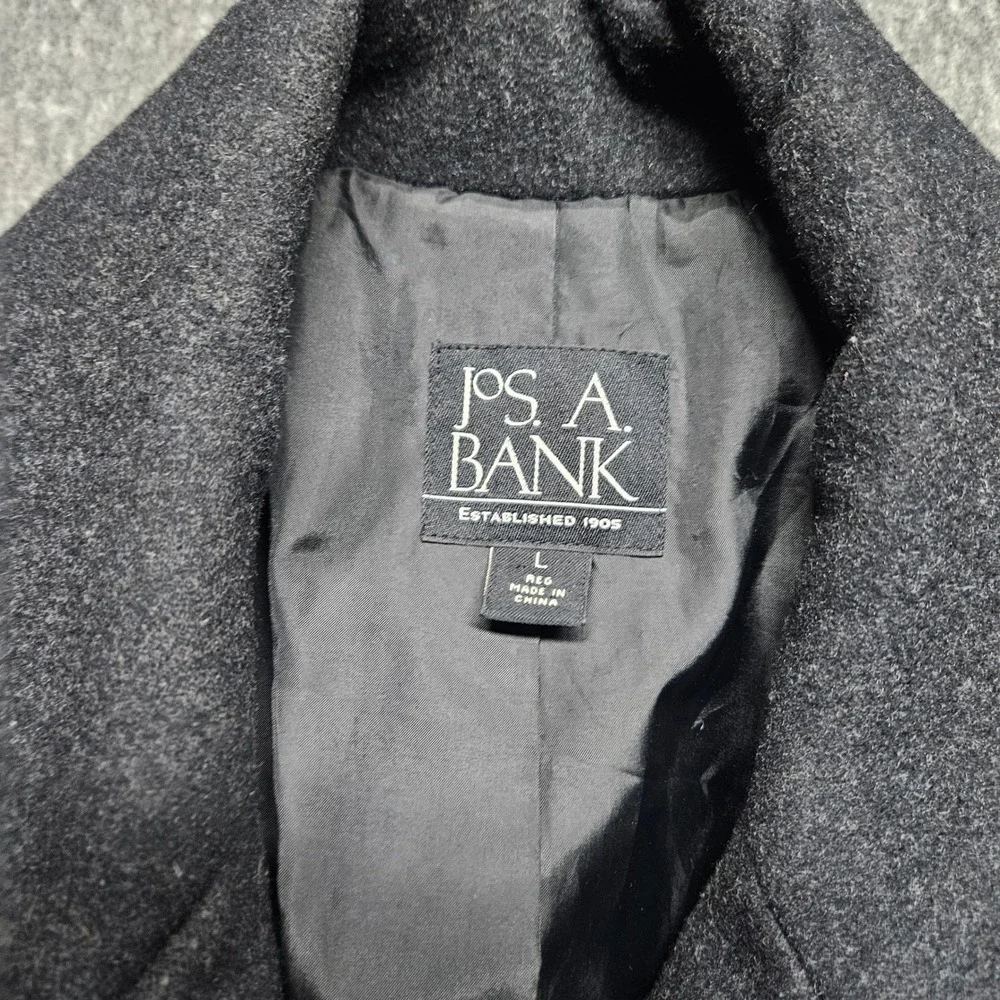 Jos A Bank Pea Coat Mens L Gray Wool Blend Double Breasted Winter Jacket